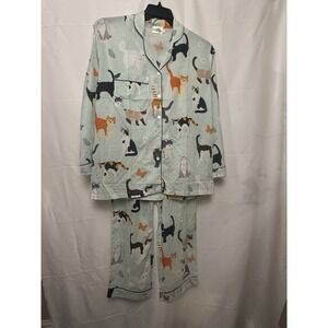 Signals 100% Cotton Pajamas Set Cat Print Size L